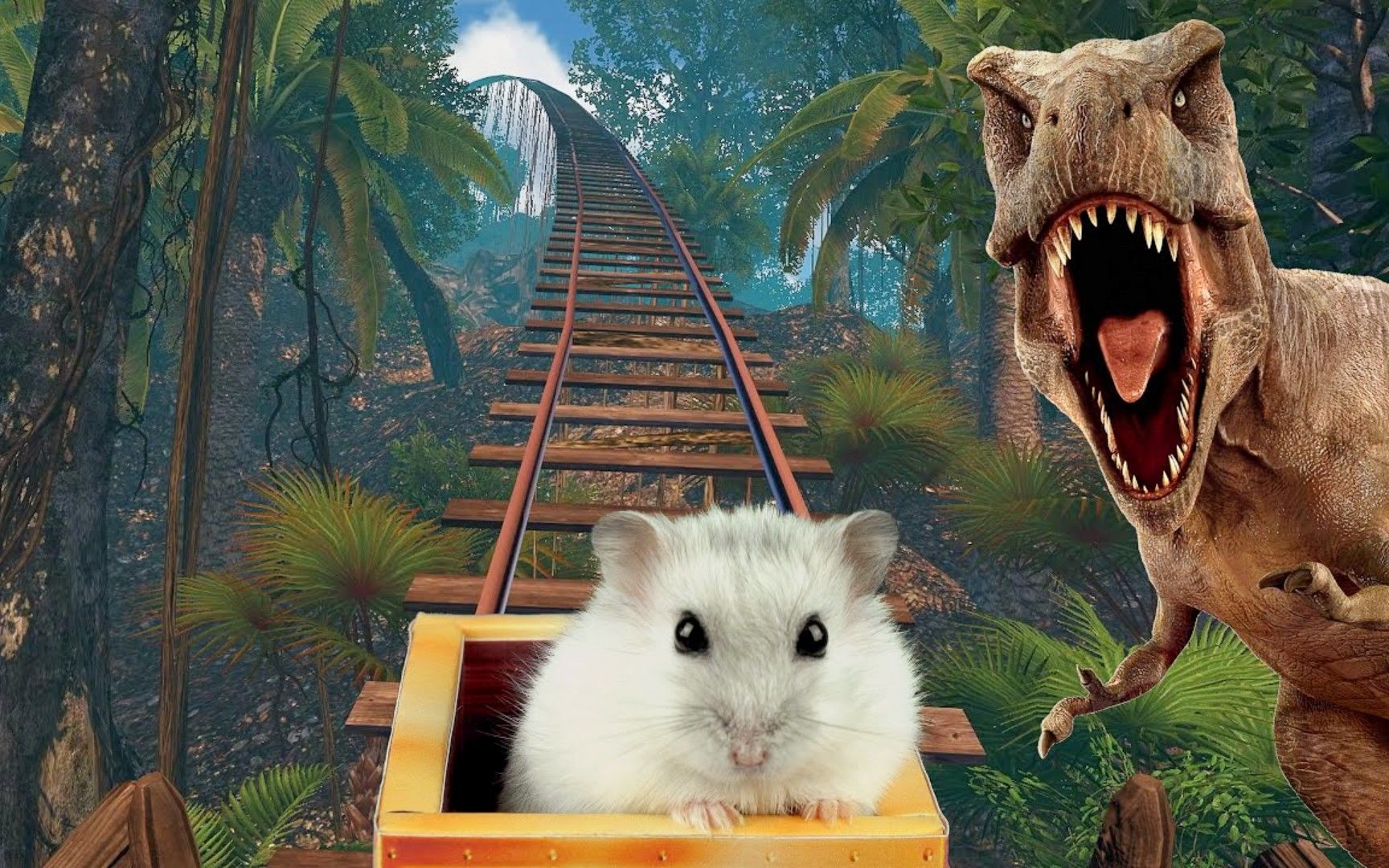 小仓鼠历险记：挑战惊险的恐龙公园过山车，快跟小仓鼠来体验吧！