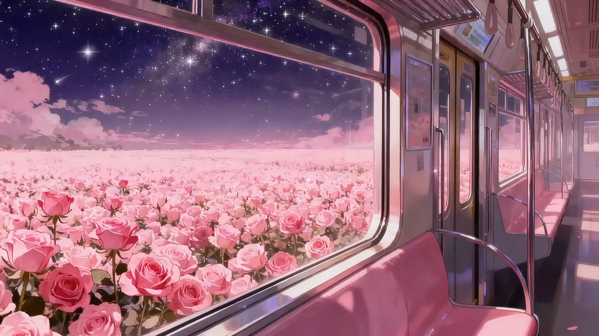 【花海列车】直播背景动态背景vup唯美梦幻梦核