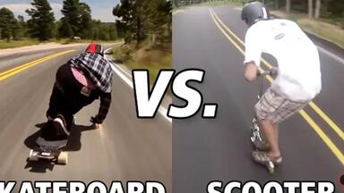 <em class="keyword">滑板</em>选手与<em class="keyword">滑板车</em>选手速降对比  看完还敢玩吗