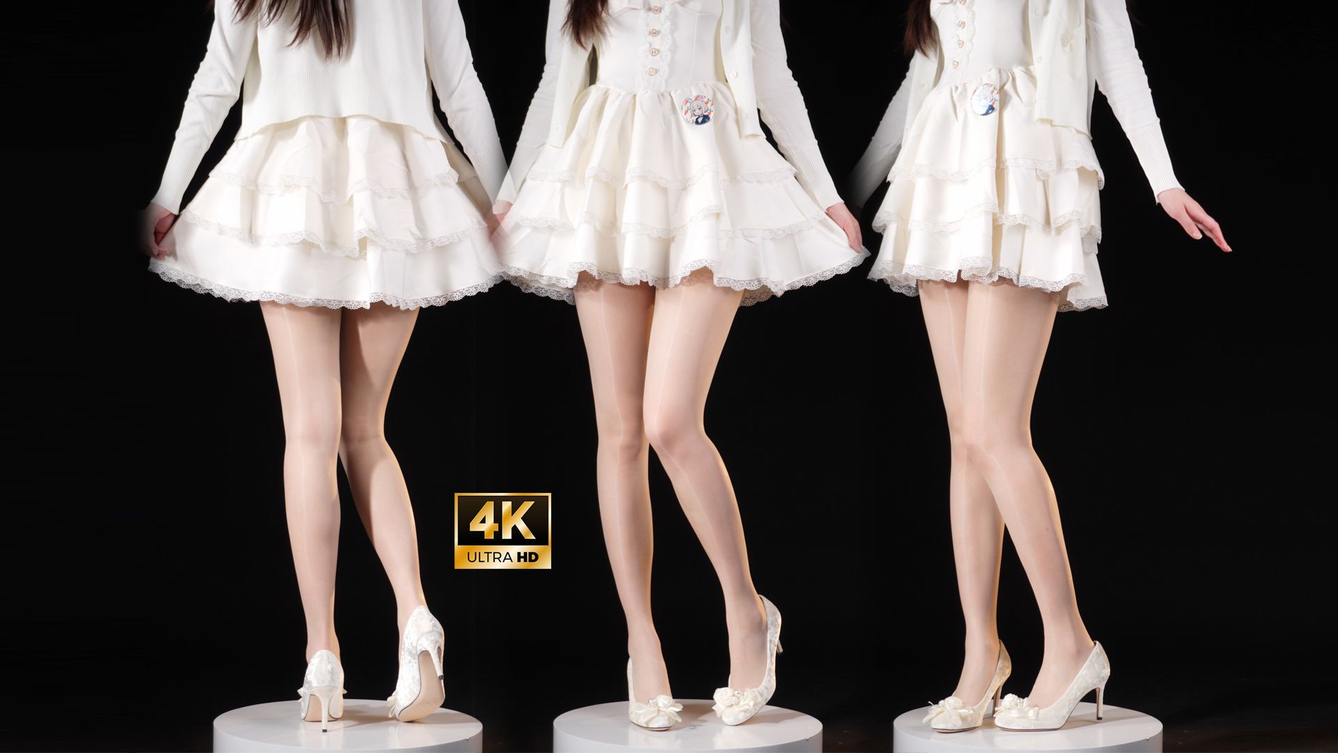 漂亮佩饰的白色绒面高跟鞋