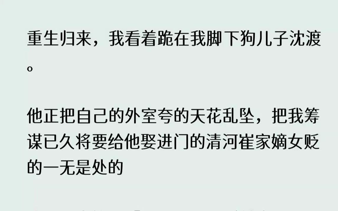 【完结文】重生归来,我看着跪在我脚下狗儿子沈渡.他正把自己的外室夸的天花乱坠,把...哔哩哔哩bilibili