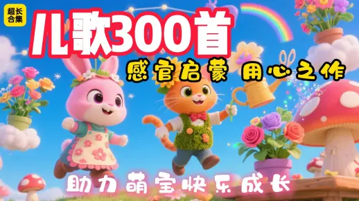 最火早教儿歌动画《30分钟感官启蒙合集》完整版300首连续播放AI视频