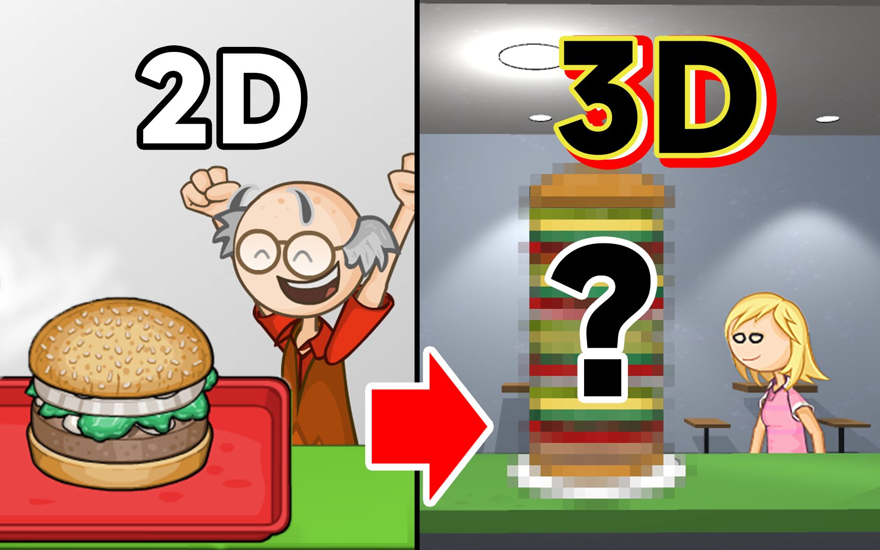 自制老爹汉堡店, 但是变成了3D还加了隐藏人物…