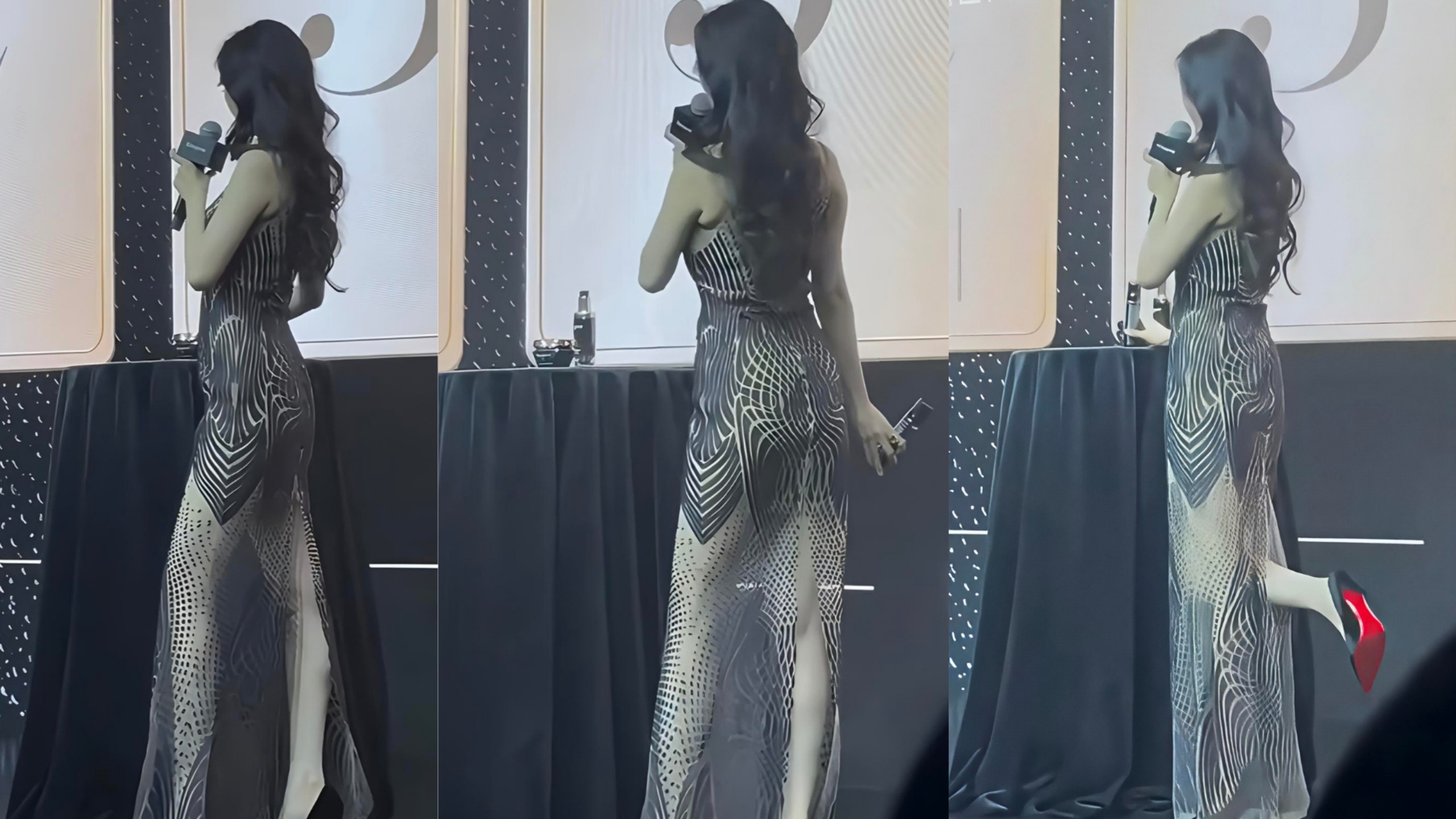 杨幂性感紧身长裙红底高跟鞋 极致诱惑！