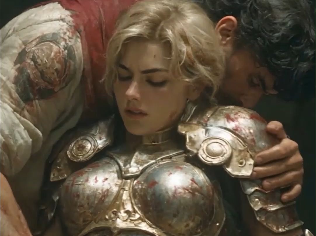 古战场女战士被俘之中世纪女骑士（动态油画）