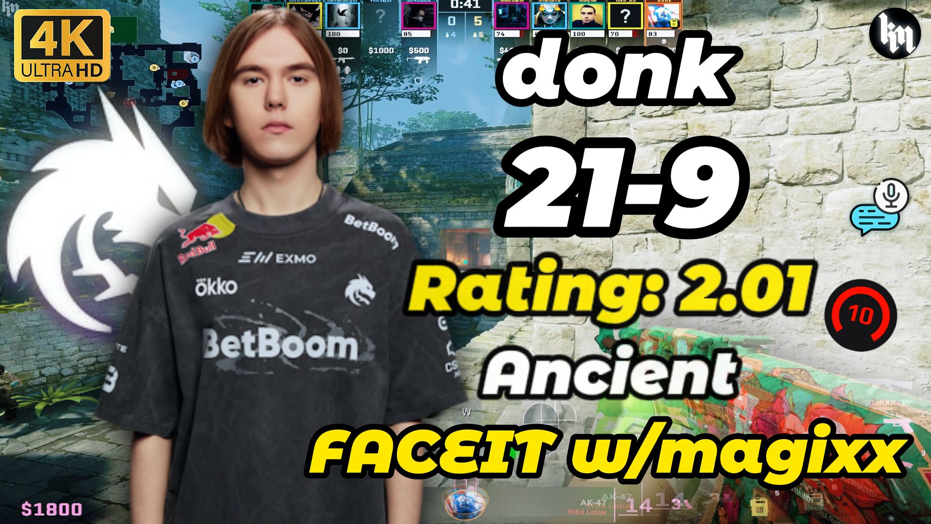 🔥donk (21-9) 2.01 rating天梯和magixx双排 (远古遗迹) FACEIT均分3400 | 2026.05.12