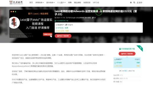 Leizi老师的谷歌Adwords 运营实操课