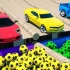 学习水果和颜色 炫彩工程车警车寻找迷你小汽车玩具