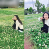 女儿给蹲花丛中的妈妈拍照，花式切换姿势成片惊喜：人体自拍杆
