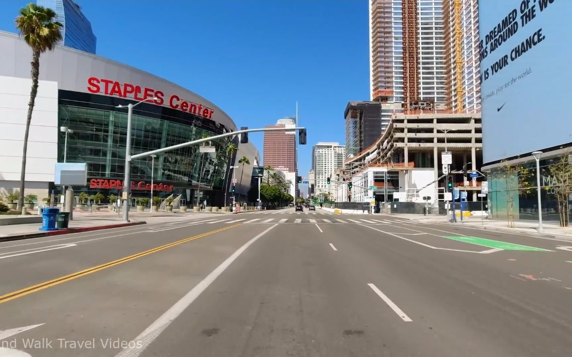 超清美国第一视角紧急状态下开车行驶在洛杉矶城市街道20204