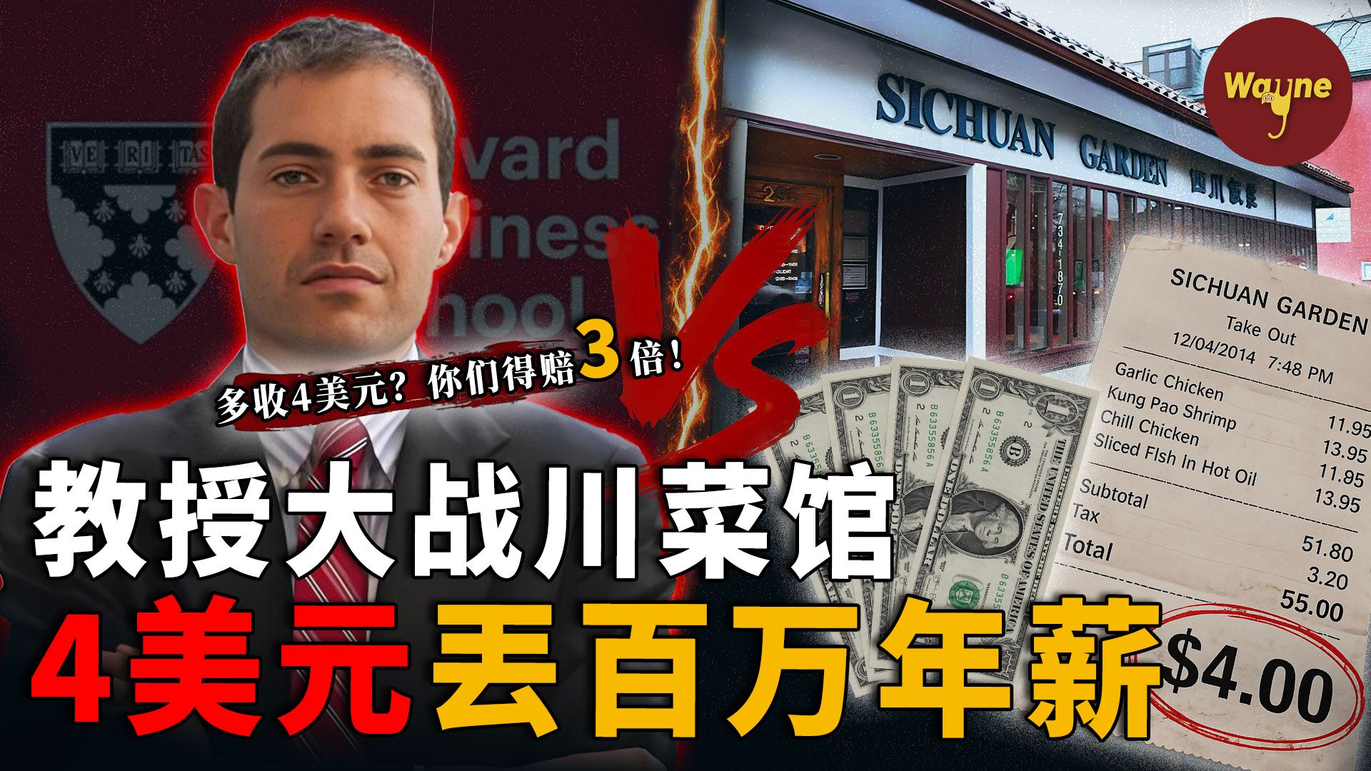 哈佛教授大战中餐馆：因为4美元，丢了百万终身教职｜一场口水仗，美媒一边倒；先斗四川菜馆，再斗哈佛大学 ｜ Wayne调查