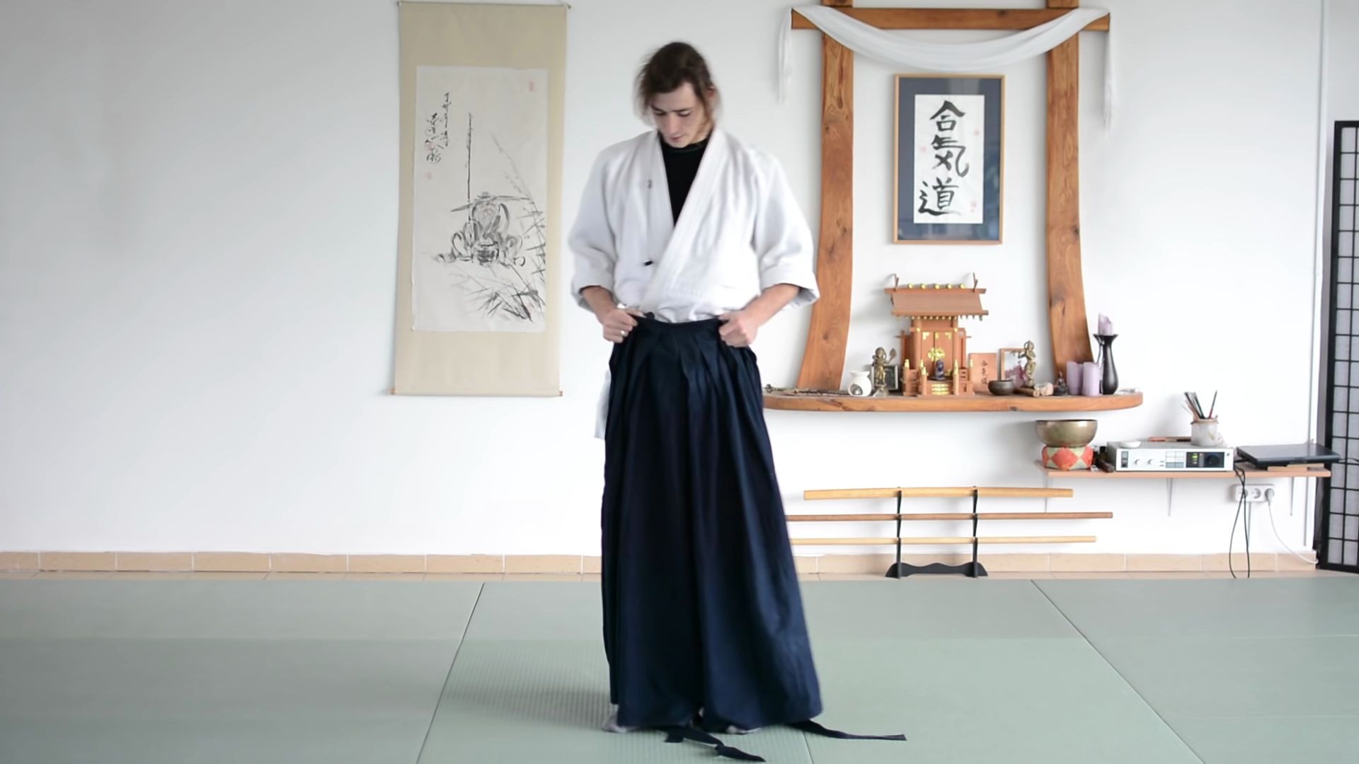 合气道教程怎么系道服带子怎么穿hakama怎么叠hakama