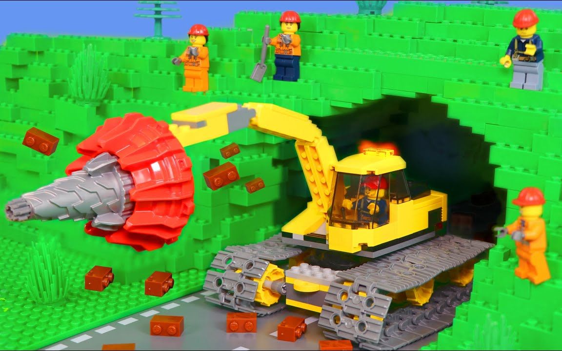 挖掘机、钻洞车和其他儿童玩具车的隧道建设