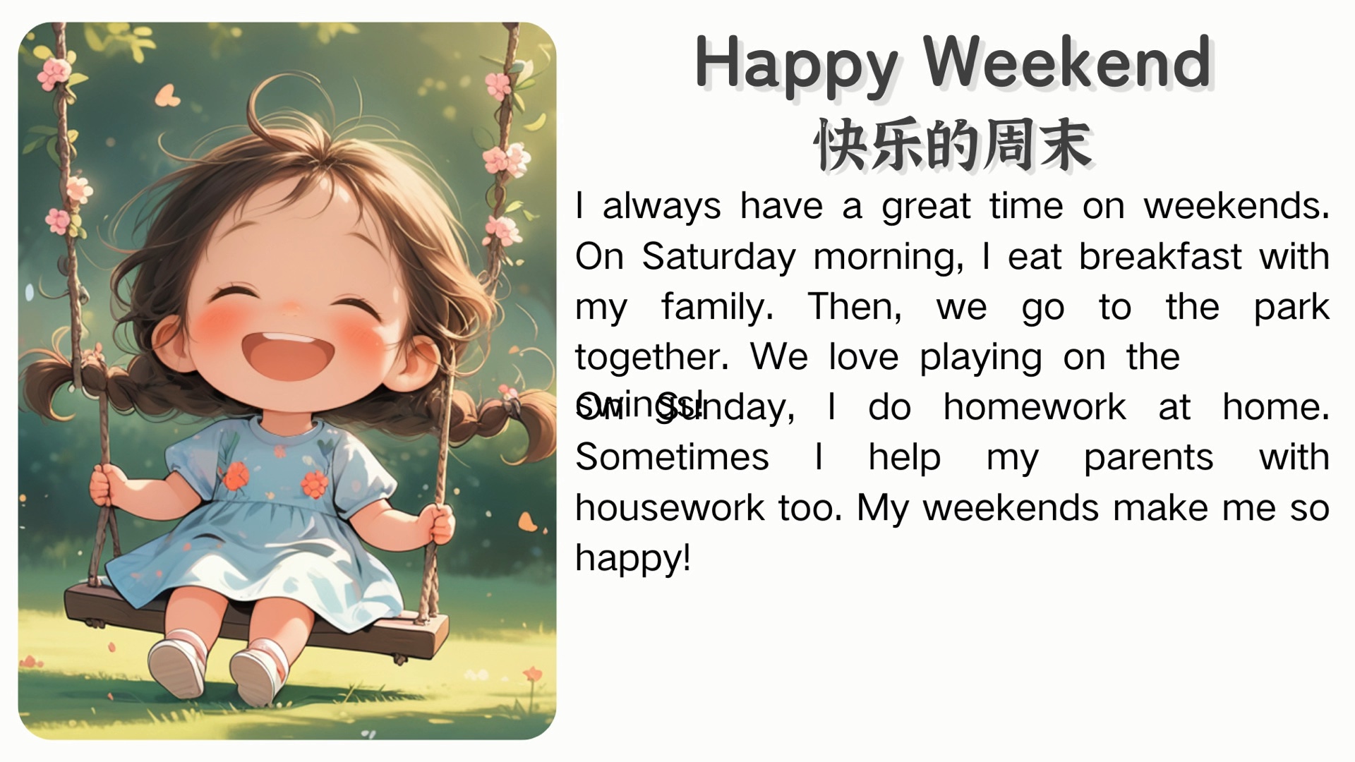 📚小学新课标英语短文听读｜快乐的周末