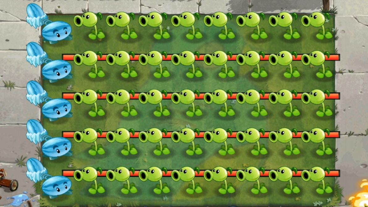 各种5颗满阶植物 VS 40颗1阶豌豆射手（Pvz2）