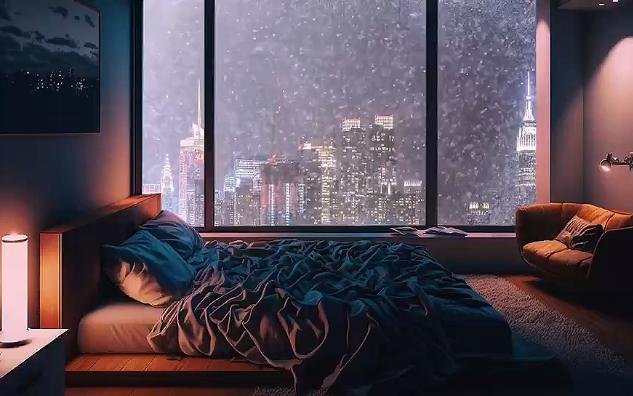 【助眠白噪音】在舒适小屋度过一个暴风雪夜，助眠风雪声，放松减压，睡前助眠视频