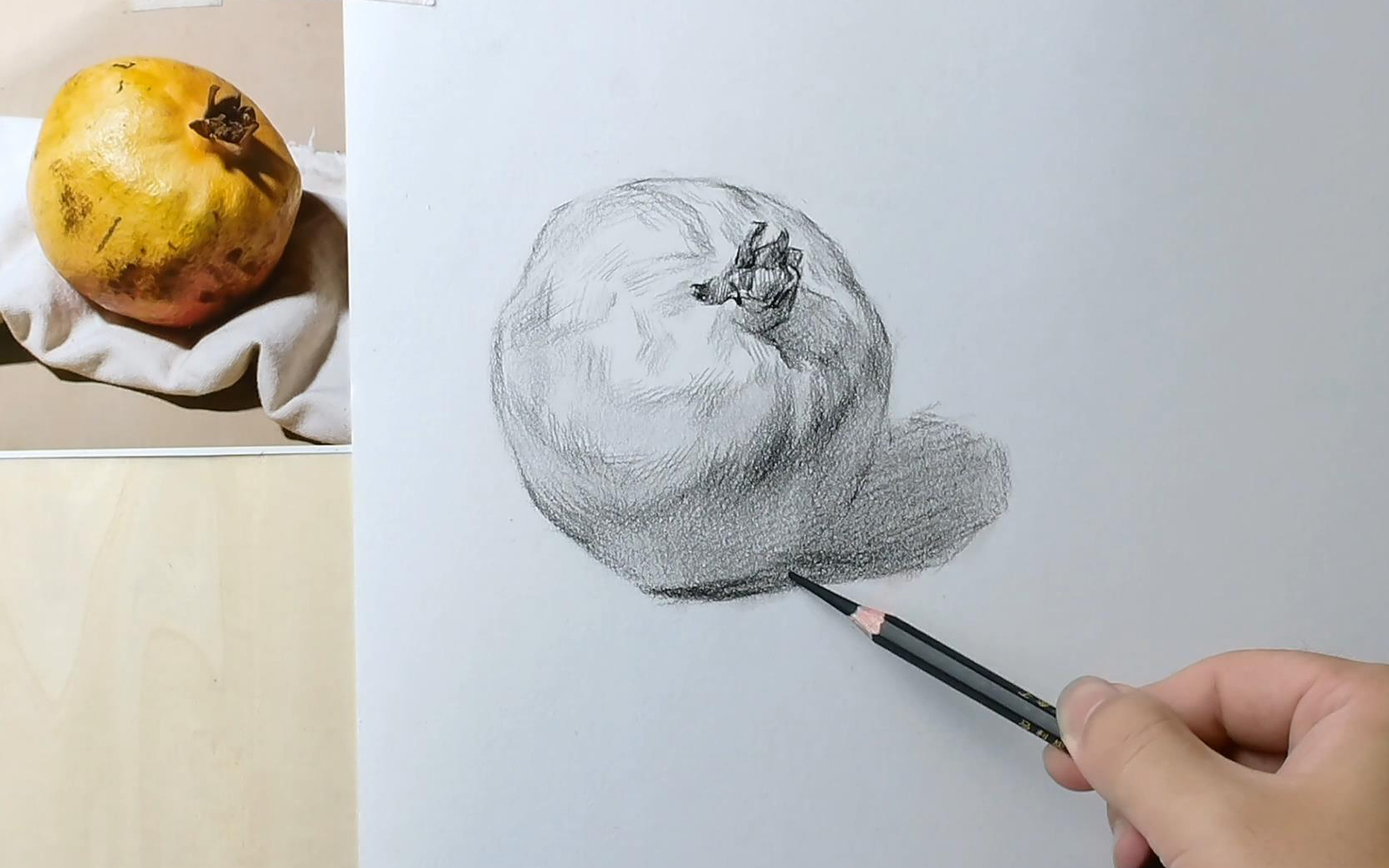 结构素描石榴结构素描原速讲解