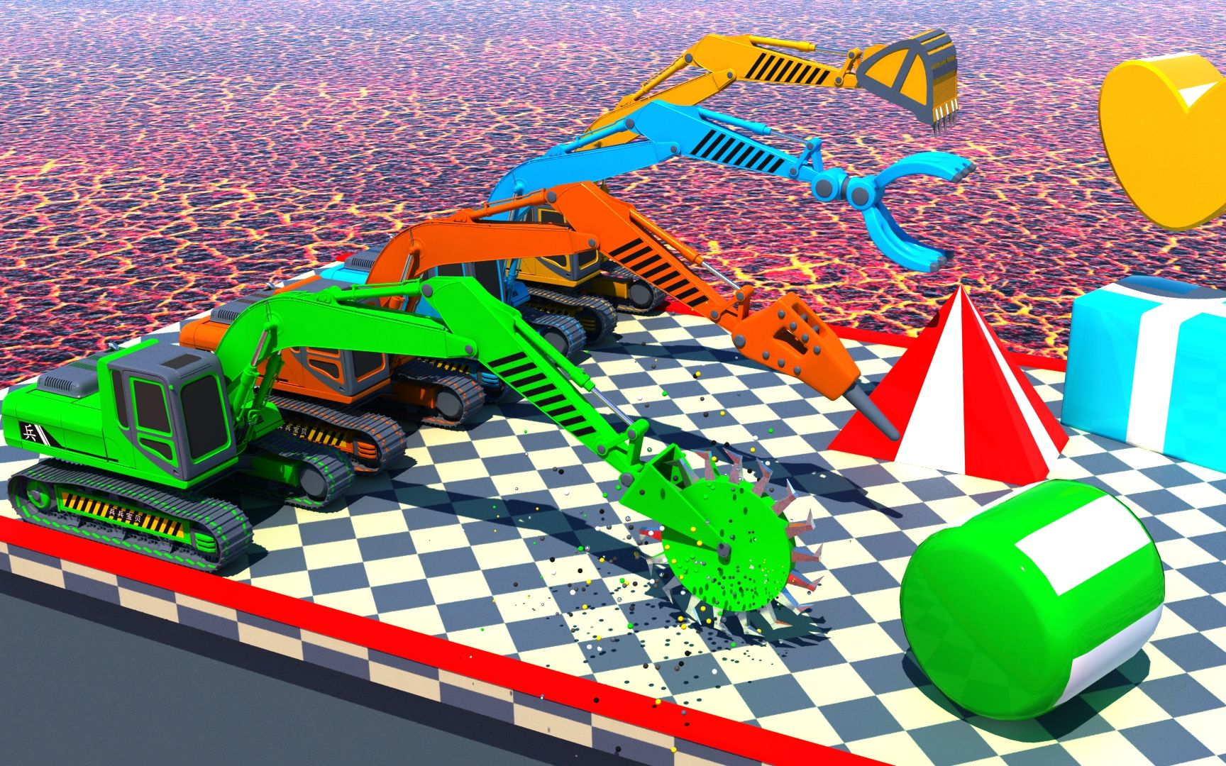 滚动跑酷、少儿挖掘机动画片工程车玩具汽车动画幼儿启蒙益智动画