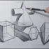 【素描】第21节：这么多几何体组合怎么画？多物体组合构图方法解析！    素描几何体组合结构、素描基础
