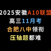 2025安徽A10联盟高三11月考，合肥八中领衔，压轴题都难