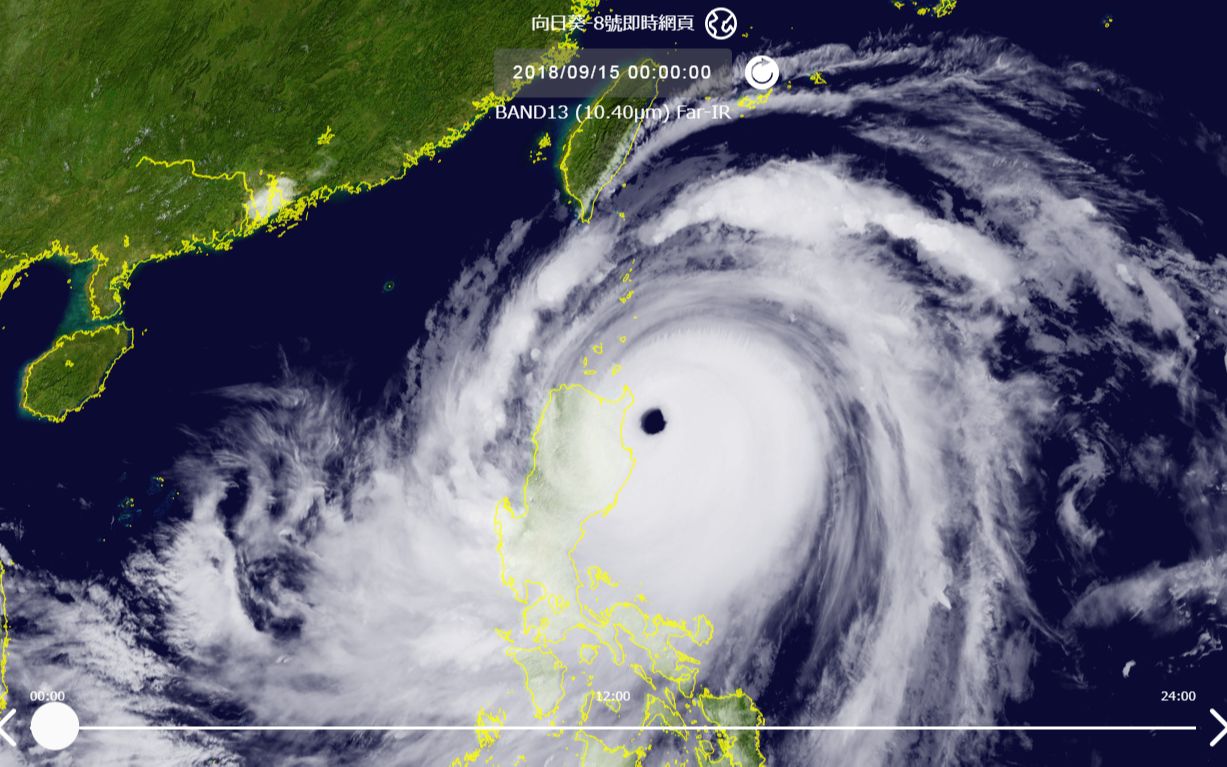 台风201822山竹(Mangkhut)红外卫星云图(2个视频)