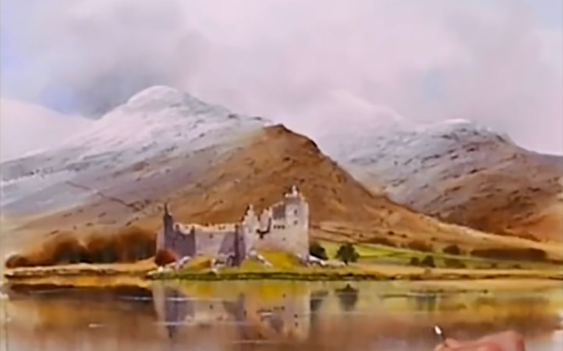 水彩风景Kilchurn城堡哔哩哔哩bilibili