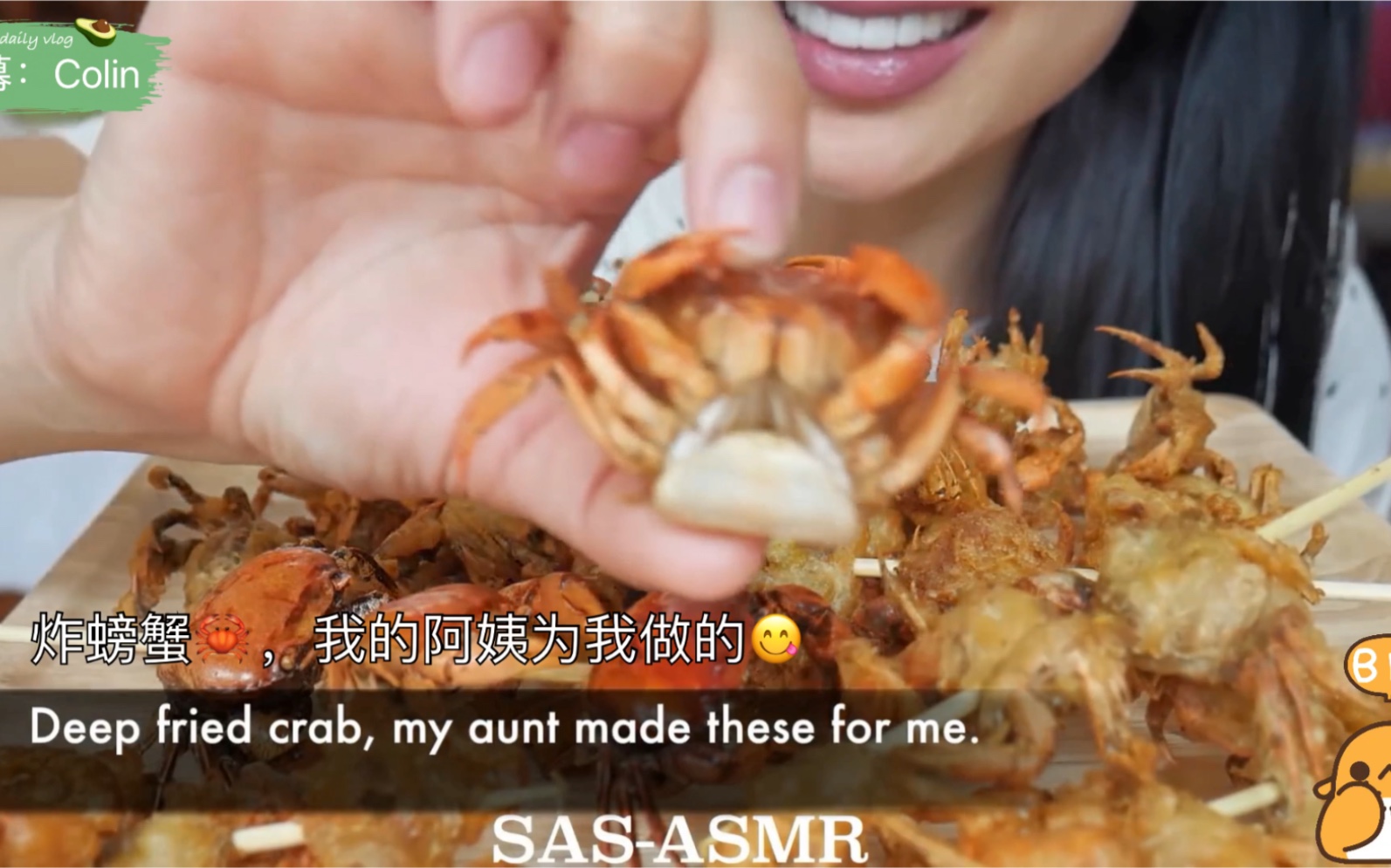 睡前吃播: SAS吃油炸螃蟹，不知道你喜不喜欢这种声音呢
