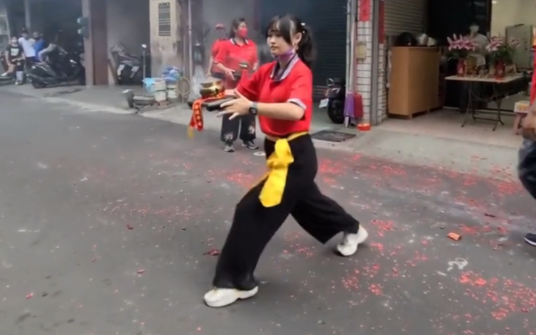 Positive girl clean stove hand footsteps soft very elegant