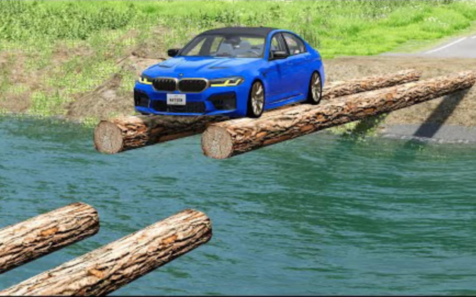 车祸模拟器：用四根破木头搭建的桥，老司机都是潜水爱好者！
