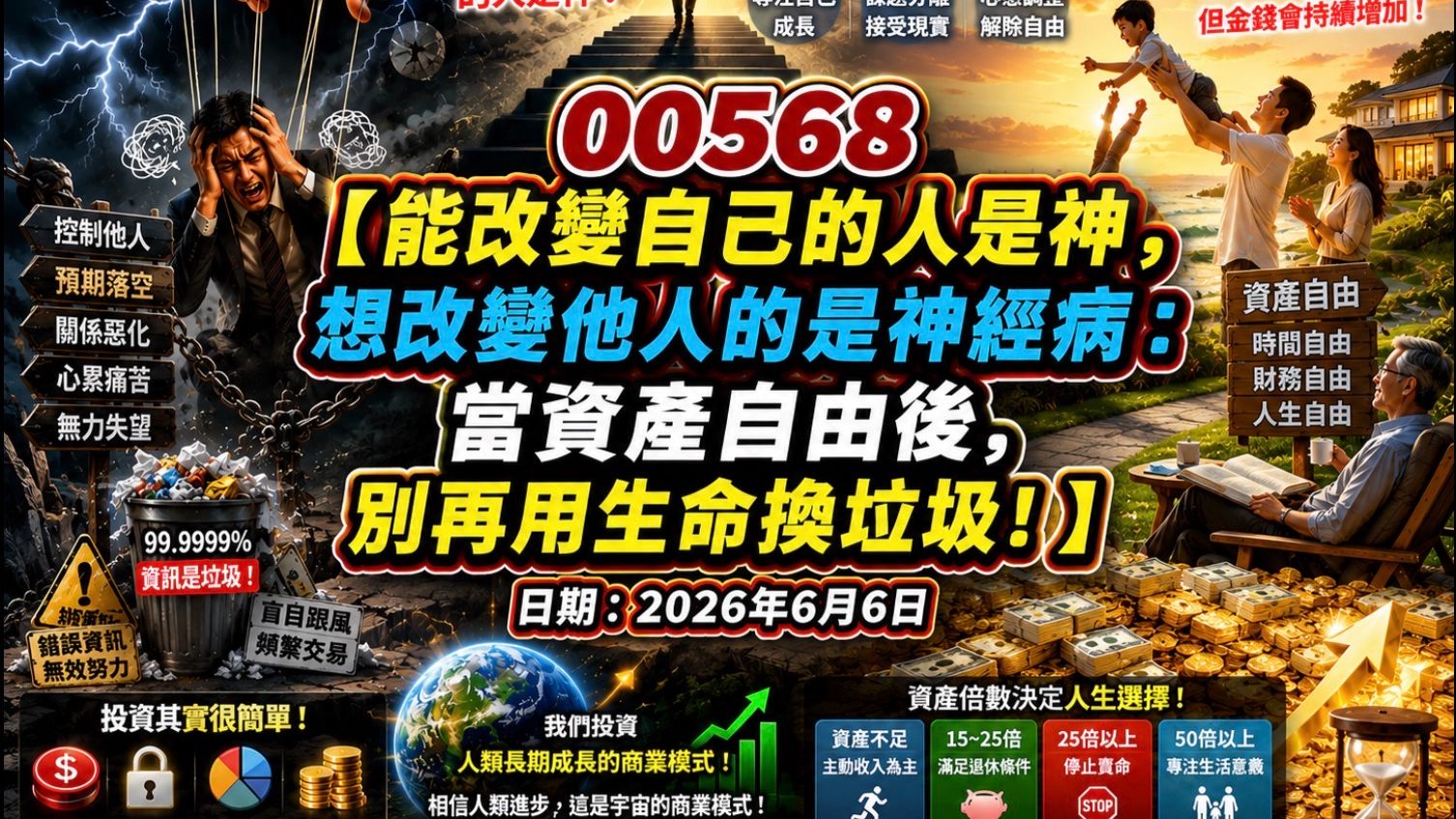 [00568] 能改变自己的人是神，别改变他人：当资产自由后，别再用生命换垃圾 2026年6月6日—CLEC投资理财频道