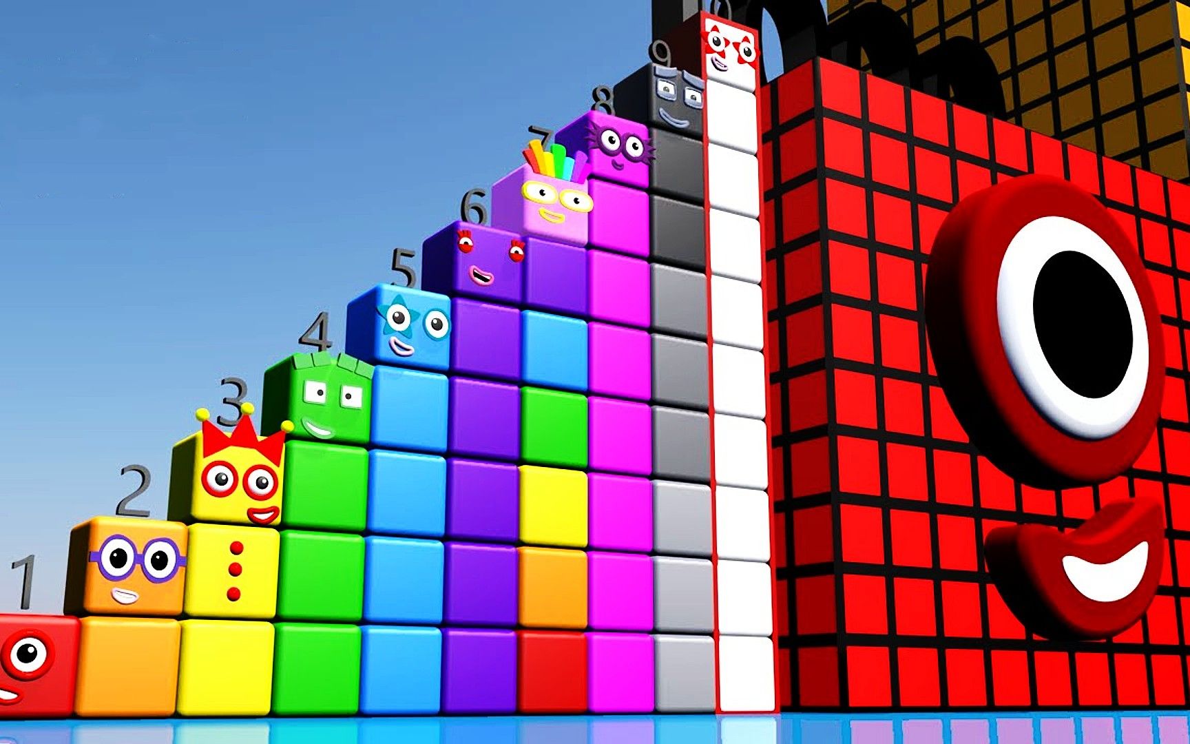 数字方块动画：神奇的数字方块，方块1到100000站成一排，场面十分震撼！