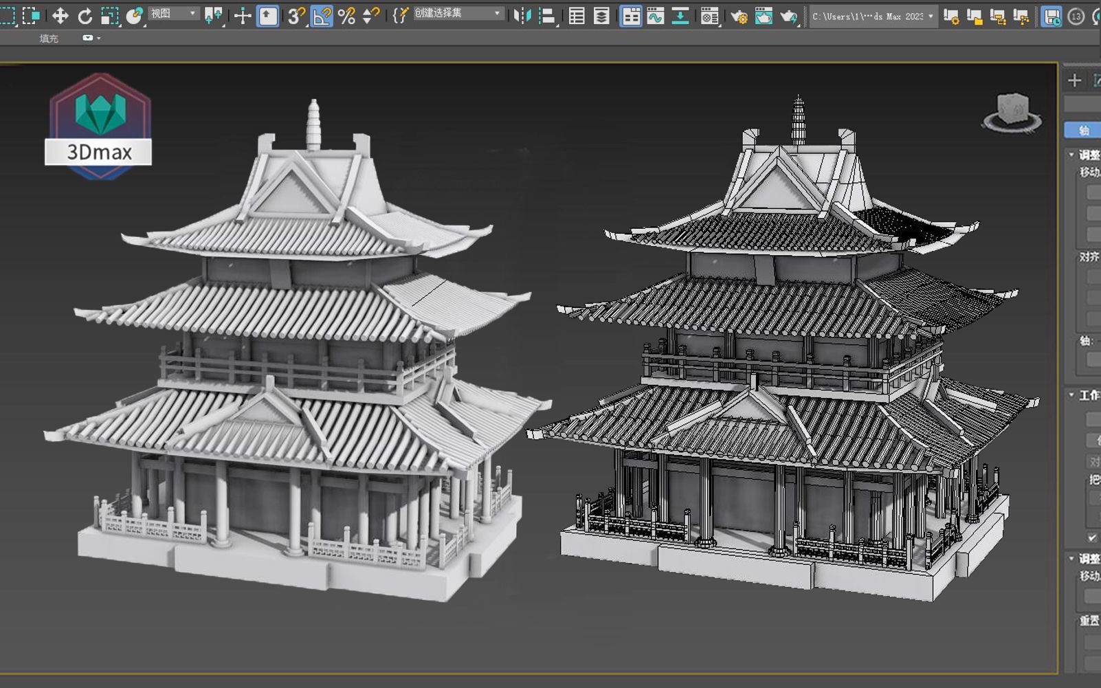 【3Dmax建模】古建筑阁楼场景建模，从零开始教你制作古风房子，适合新手学的场景案例！-啤酒小龙虾one-默认收藏夹-哔哩哔哩视频