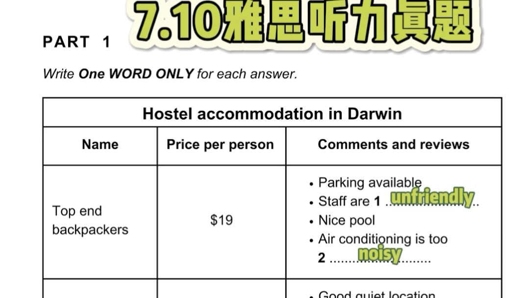 2025.7.10雅思听力真题（附答案）