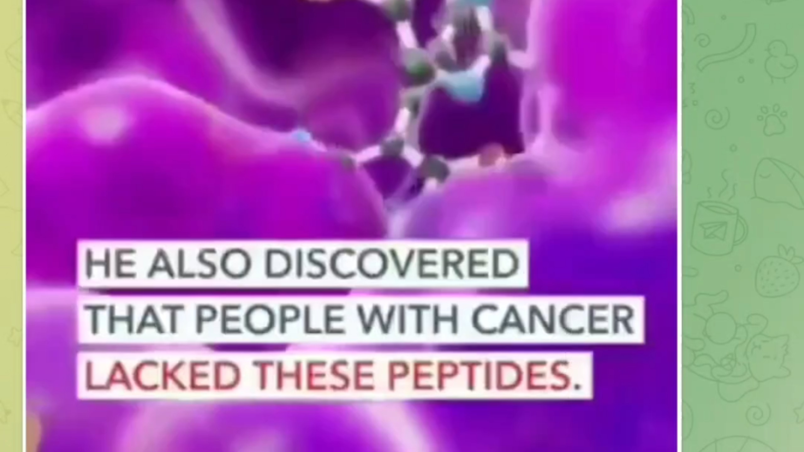 泄露！医生在1976年发现了一种真正的癌症治疗方法﹣﹣人类肽，这些肽可以在基因水平上关闭肿瘤并阻止其生长。