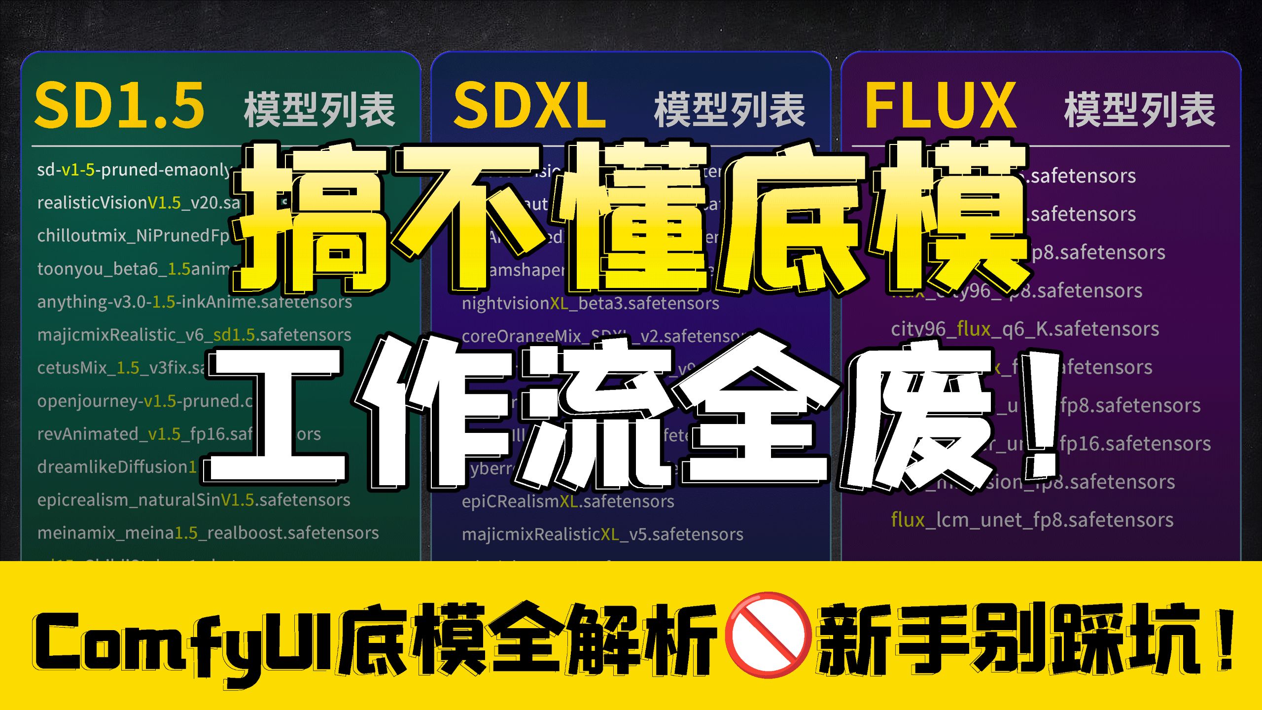 ComfyUI模型加载失败？一节课搞懂Checkpoint底模分类与下载路径！（SDXL/SD1.5/FLUX傻傻分不清？看这个！）