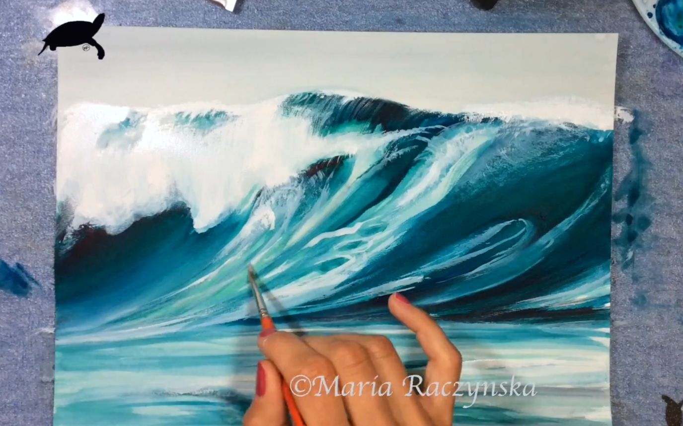 水彩水彩波浪2绘画示范
