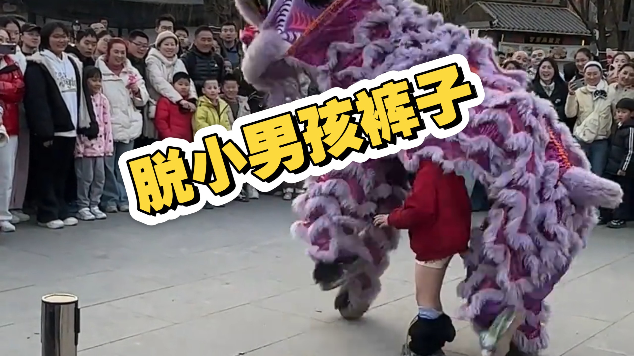 今年的春节舞狮表演～流行脱小男孩裤子…哈哈