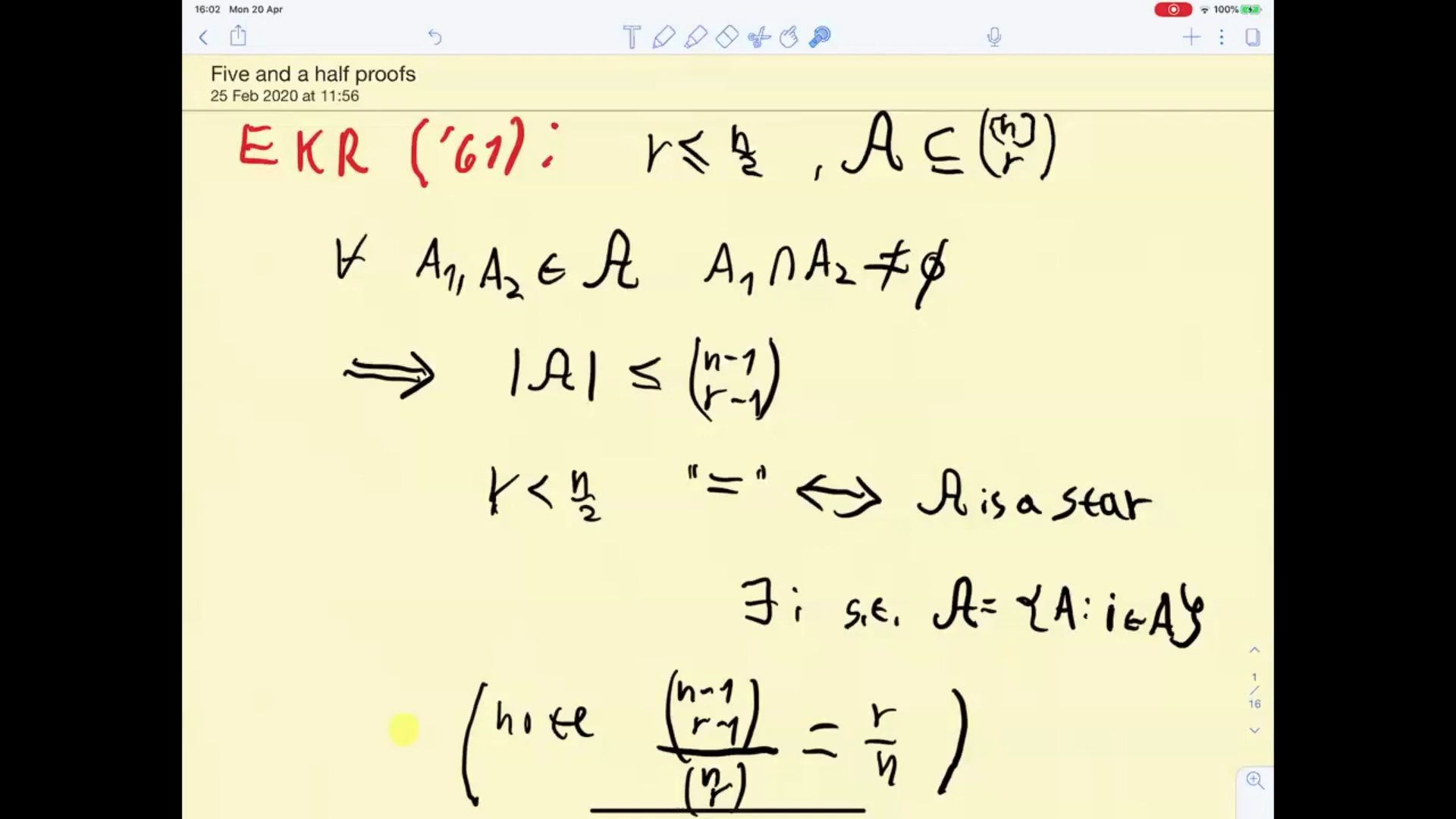 Ehud Friedgut, "Five and a half proofs of one theorem"