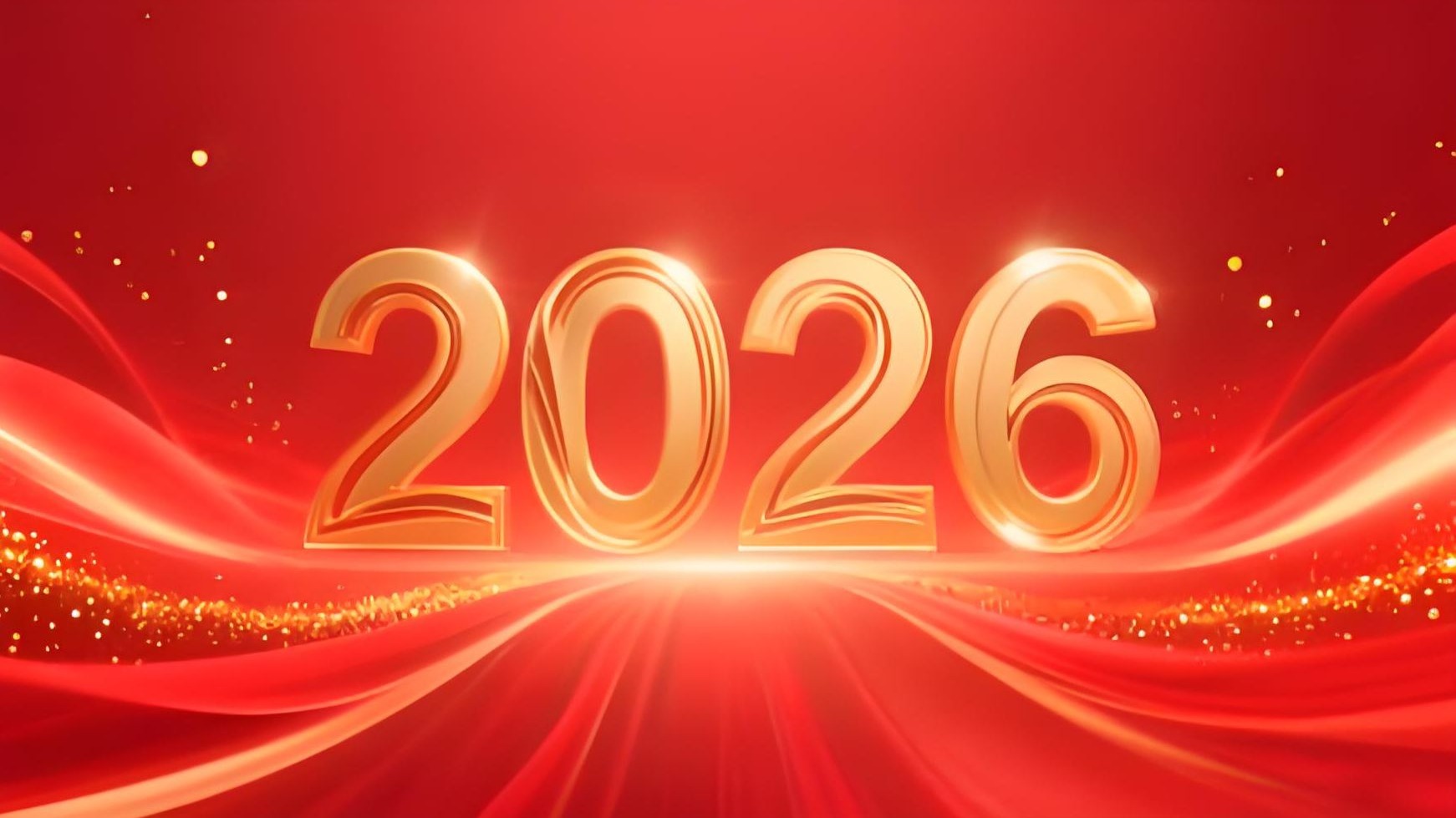 马年新春红色喜庆粒子祝福背景4K 1387