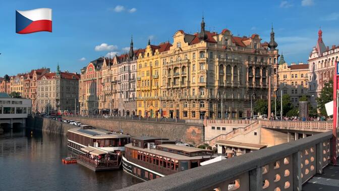 【4K超清】漫步游捷克共和国-布拉格 新城区四分之一部分街道(美丽的城市景观、伏尔塔瓦堤岸、舞厅等) 2022.5