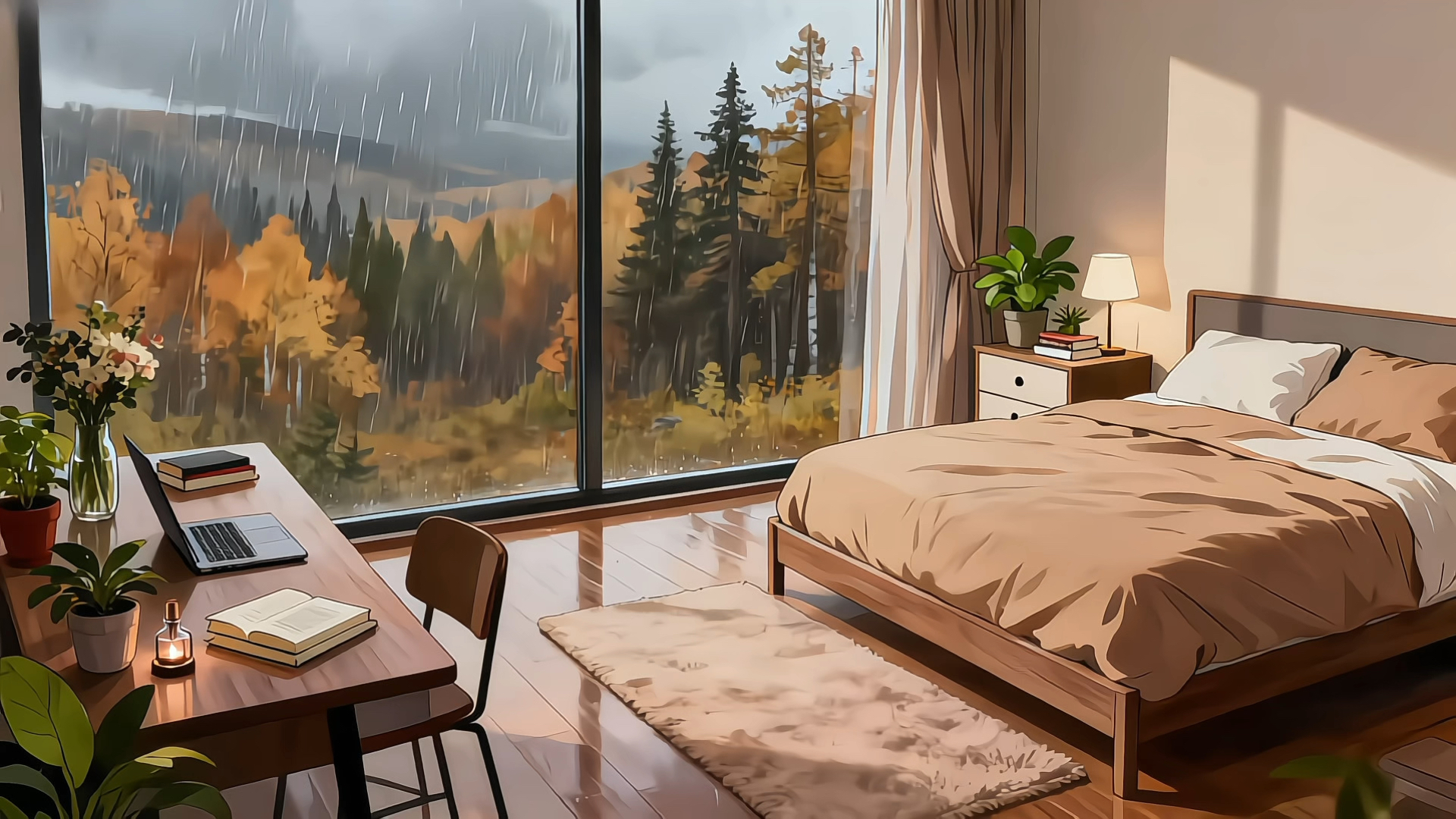 【在卧室沉浸感受深秋的一场雨】雨声‖白噪音 | 放松治愈减压 | 助眠疗愈冥想 | 沉浸式催眠 | 氛围感 | 秋天 | 大自然 | 陪伴学习 | 自习专注效率