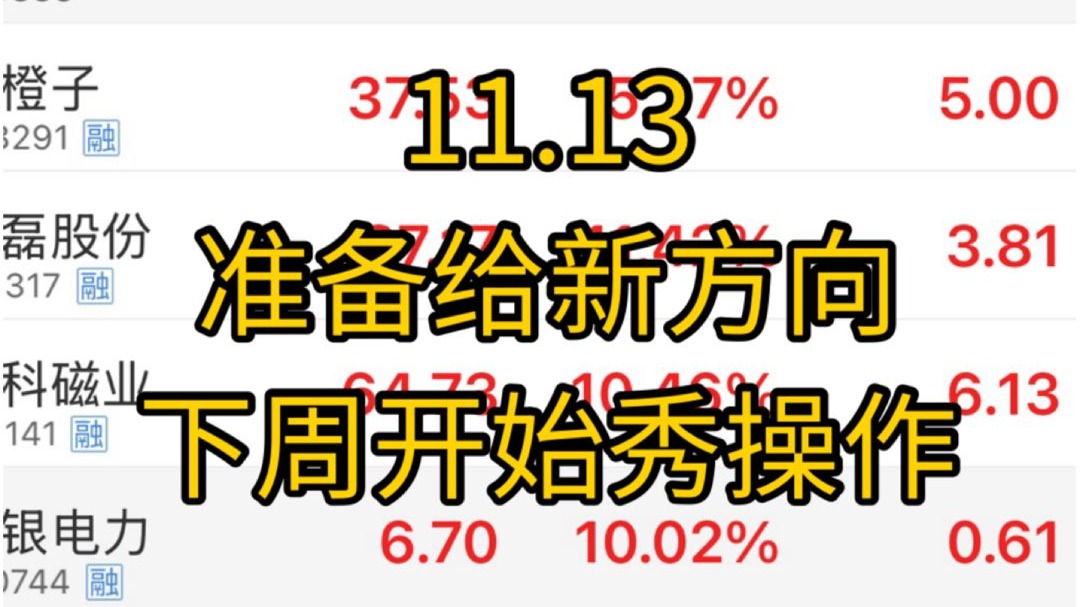 下周开始操作新方向！别急 肉都会吃到！