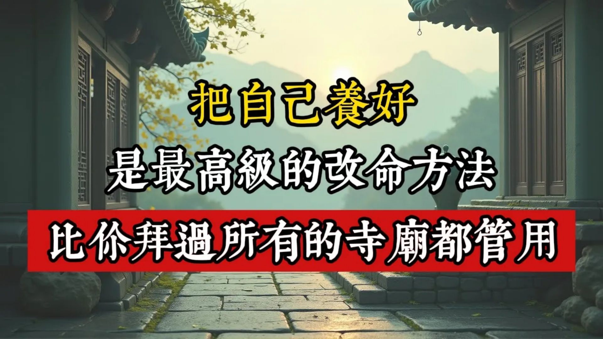 把自己养好，是最高级的改命方法，比你拜过所有的庙都管用！