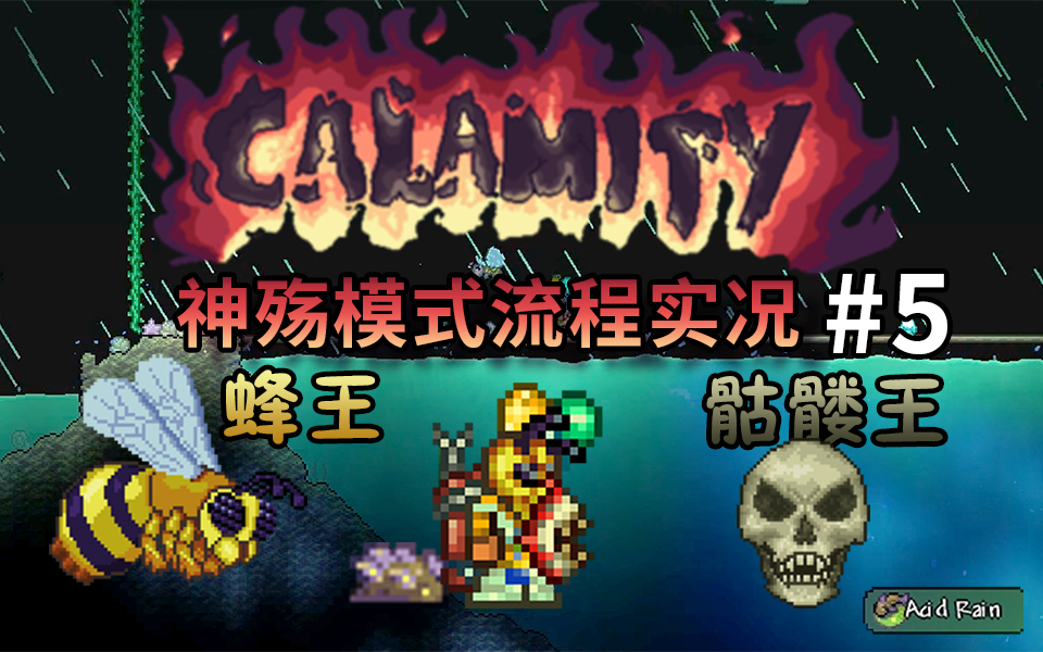 丁菊长蜂王与骷髅王泰拉瑞亚terraria灾厄calamity神殇模式流程实况