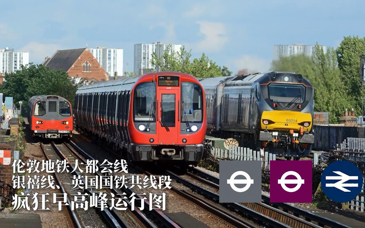 伦敦地铁疯狂早高峰大都会线银禧线国铁平行段超高密度运行图