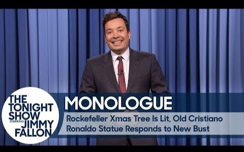 【吉米肥伦今夜秀】rockefeller xmas tree is lit, old cristiano