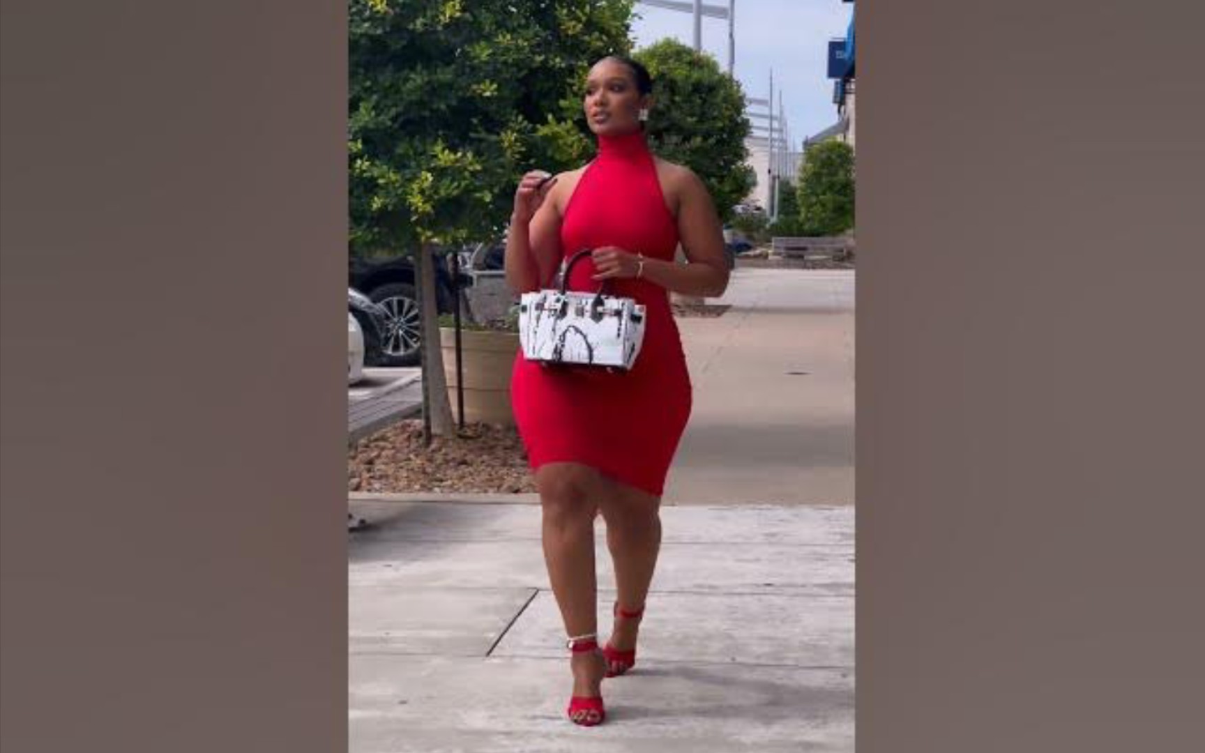 Gorgeous models walk the streets in the latest fashion styles