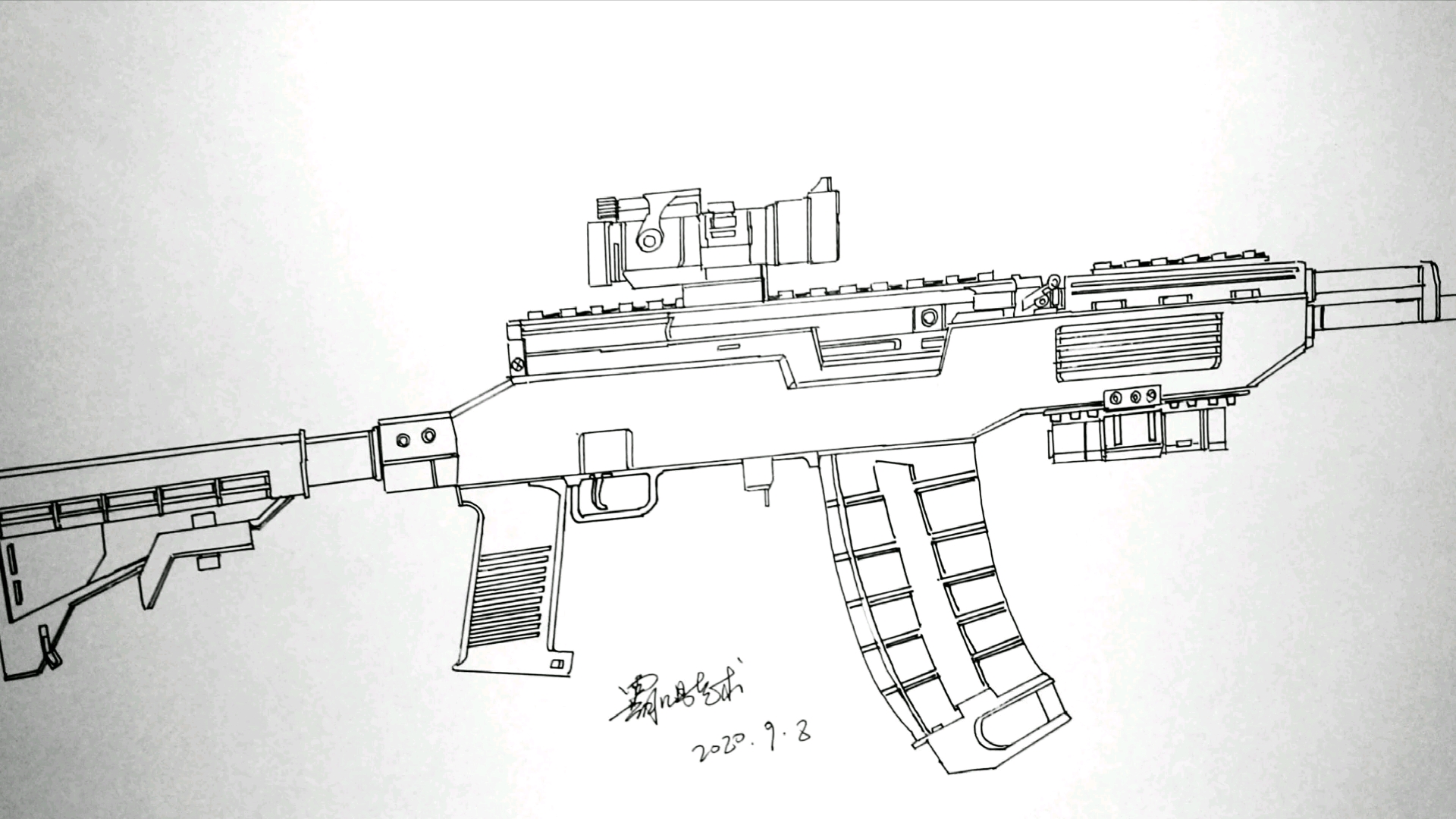 和平精英军备库枪械手绘全解析,配件丰富的sks射手步枪