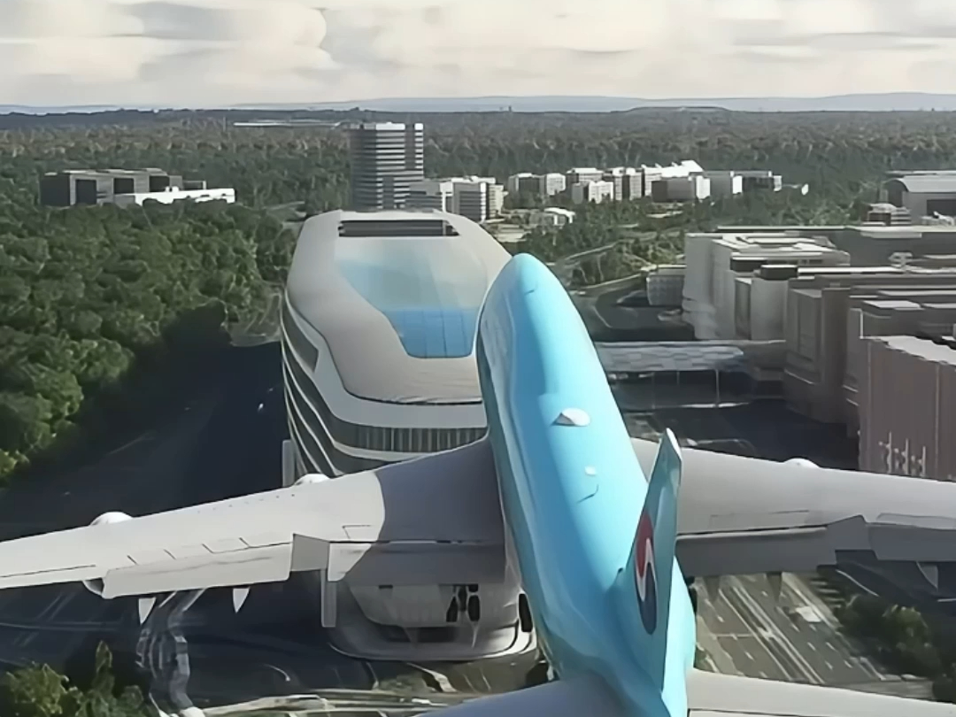 挑战将波音747降落在机场航站楼顶部