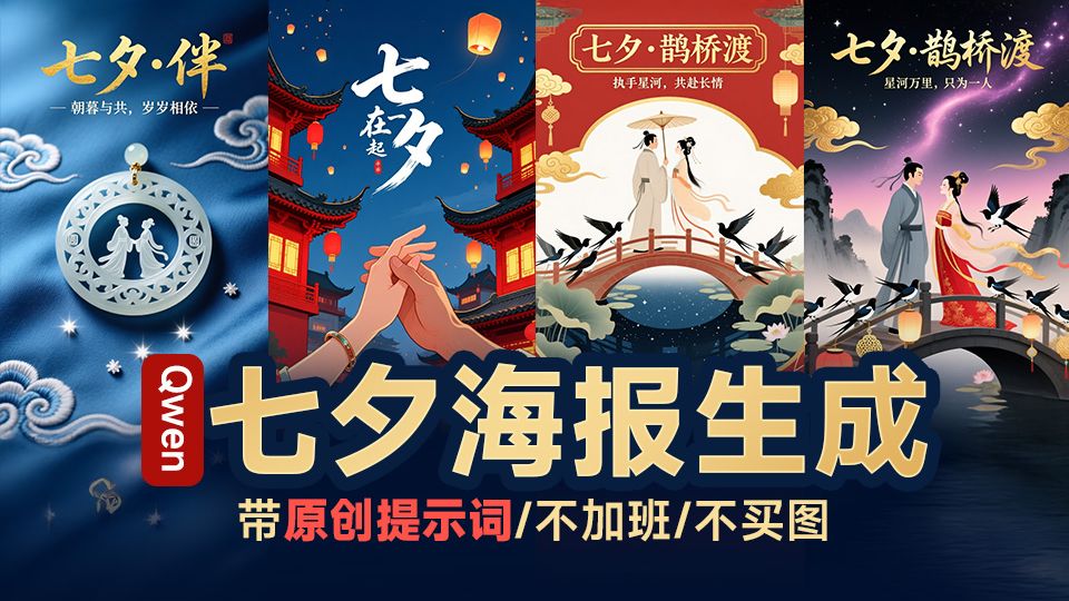 Qwen七夕节海报设计工作流(带提示词)